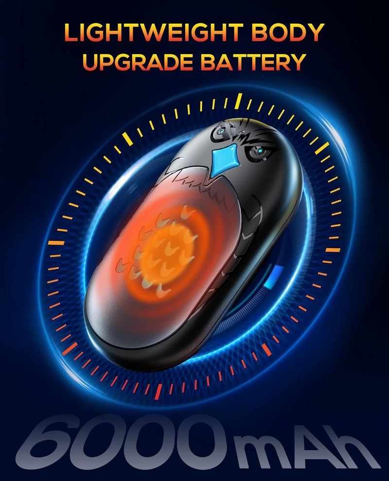 GUKAUT سخانات يد قابلة لإعادة الشحن، عبوة 2 6000mAh سخان كهربائي محمول، 20 ساعة تدفئة طويلة، سخانات يد جيب، معدات الصيد، هدايا للنساء والرجال، رينود، تخييم، جولف، أنشطة خارجية - Image 5